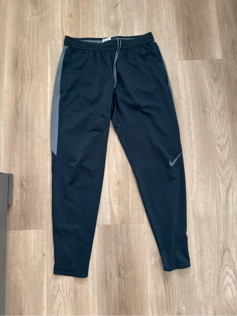 Nike Dri-FIT Black Track Pants with Gray Waistband - Picture 2 of 4